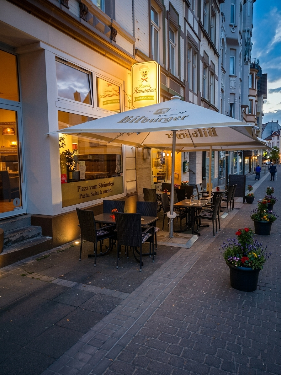 Interior of Pizzeria Romantica with cozy Italian atmosphere