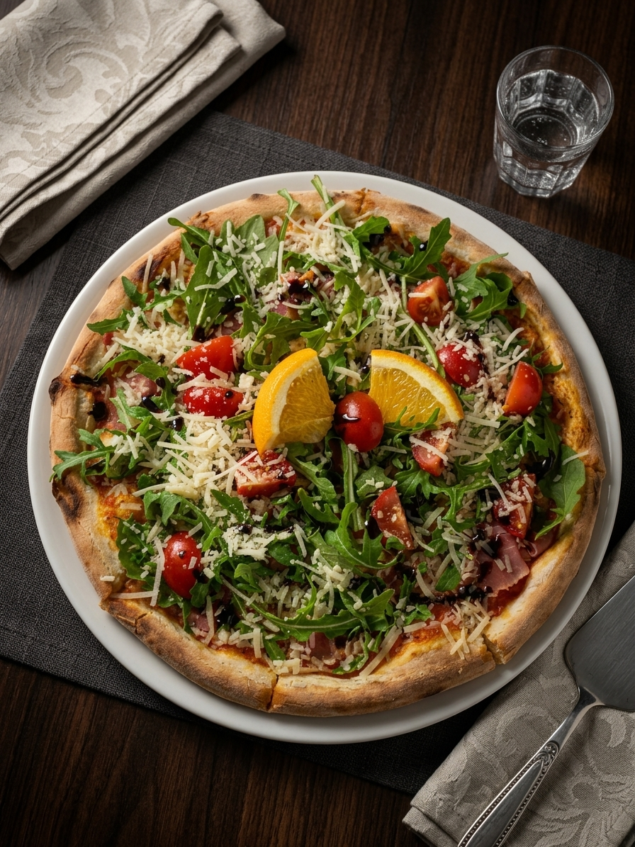 Pizza mit frischem Rucola